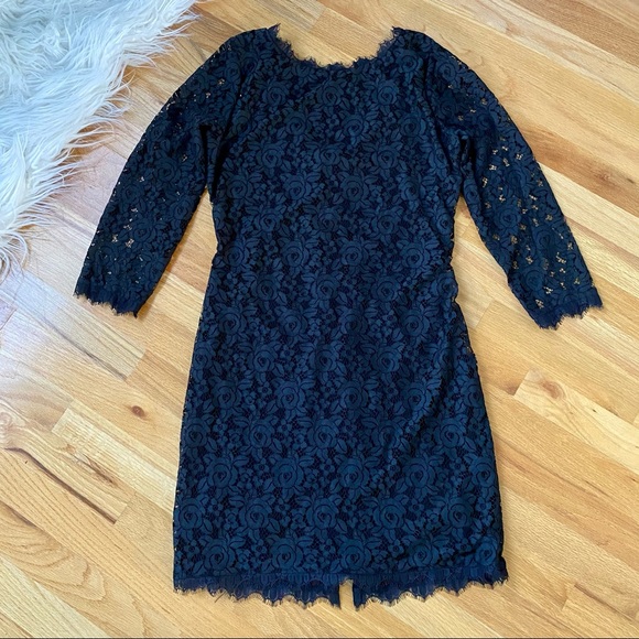 Diane Von Furstenberg Colleen Black Lace Dress - Picture 2 of 10